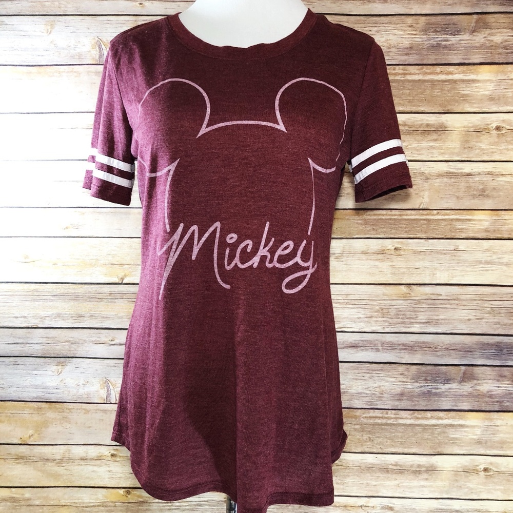 Disney Mickey Mouse Maroon Ringer Tee Shirt